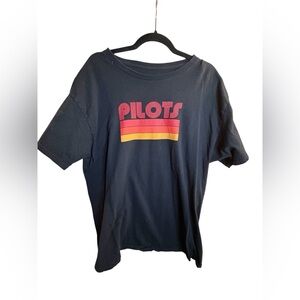 Pilots T-Shirt Graphic Tee Crew Neck UK Band Indie Rock Black L